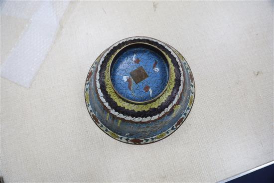 A late 19th century Japanese cloisonne enamel bowl, diameter 11.3in.